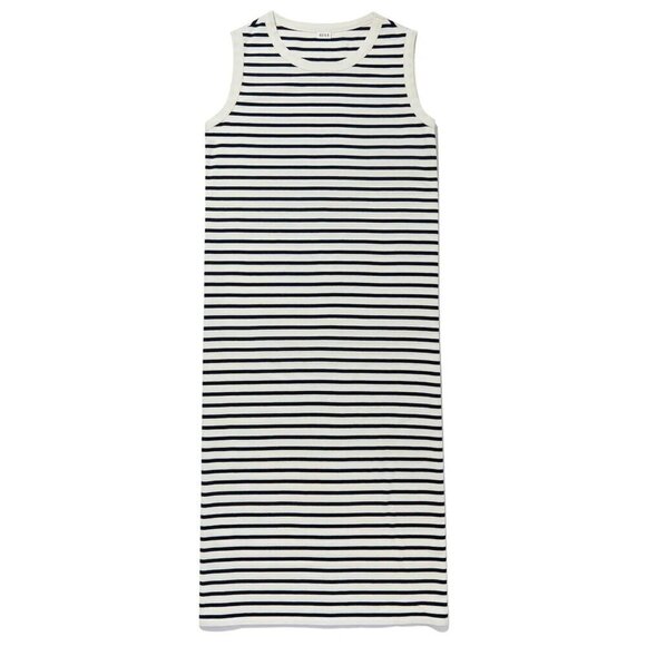 Kule The Tank Midi Dress Sleeveless Cotton in Stripe Cream and Navy Women's XS - Picture 8 of 8